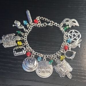 Vampire Diaries Inspired Charm Bracelet with Colorful Beads